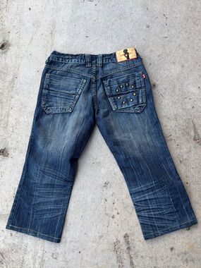 🧚🏻‍♂️ Y2K Vintage “ Save beauty “ capri denim jeans
